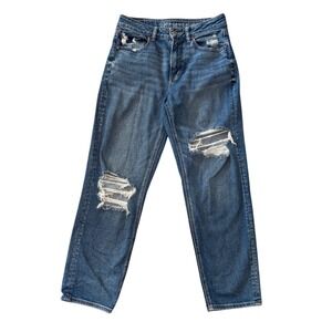American Eagle Outfitters Women's Size 6 Ripped Medium Wash Straight Leg Jeans